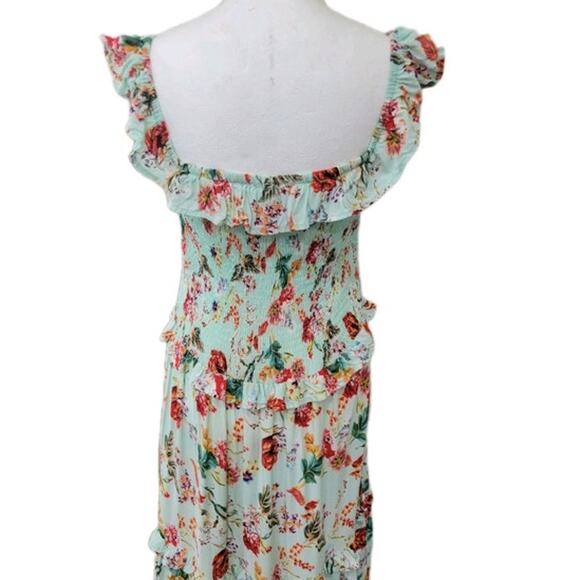 Abel The Label Floral Maxi Dress Size M – Boho Tiered Smocked Sleeveless Rayon - Picture 10 of 16